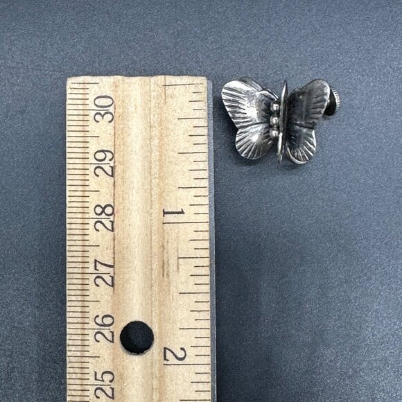 Vintage Sterling Silver Butterfly Screw Back Earrings 3D Double Wing 925 Western - Picture 8 of 8